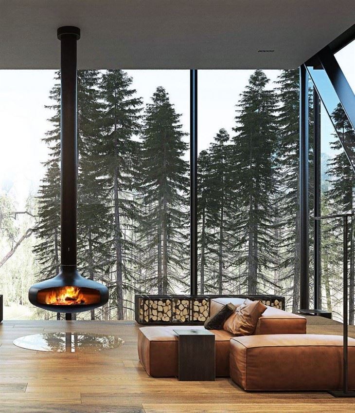 Factory Indoor Suspended Hanging Fireplace