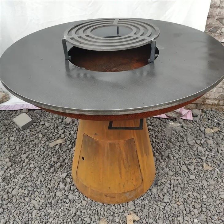 Wood And Charcoal Fuel Corten Bbq Grill