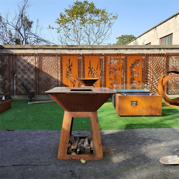 Stof Pyllau Tân Barbeciw Dur Corten