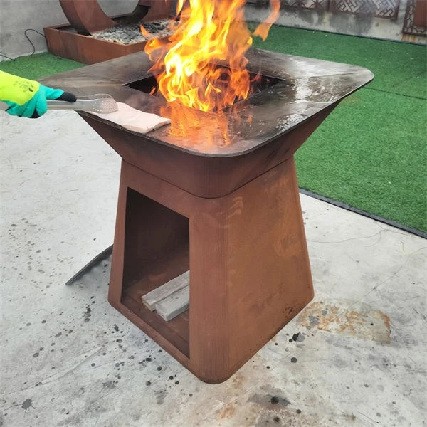 Wood Burning Patio Corten Steel BBQ Grill factory